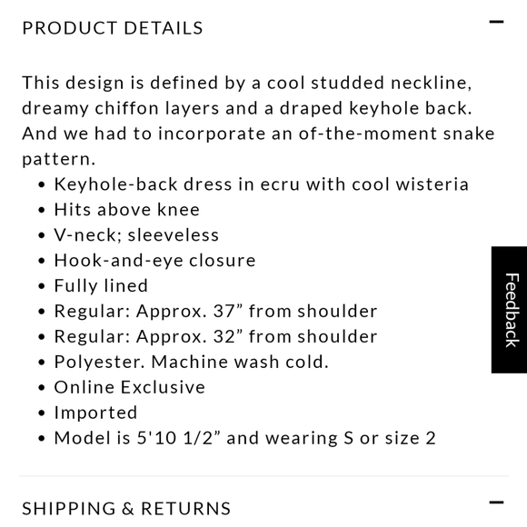 WHBM Embellished Neck Soft Blouson Dress Snake-00P - Picture 9 of 9